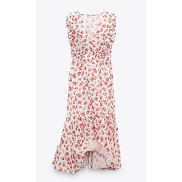 Zara Floral Print Dress Ruffled New - Picture 7 of 9